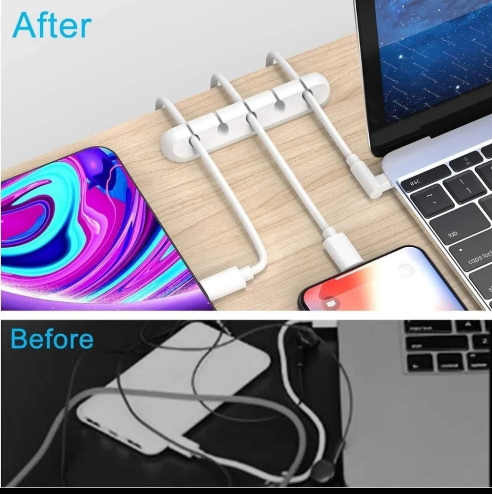 Cord/cable Organizer Clear & White 2 SETS Cord Holder Wire Organizer Usb Cable